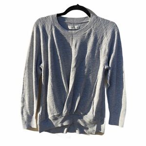 Lou & Grey for LOFT gray criss-cross knit top